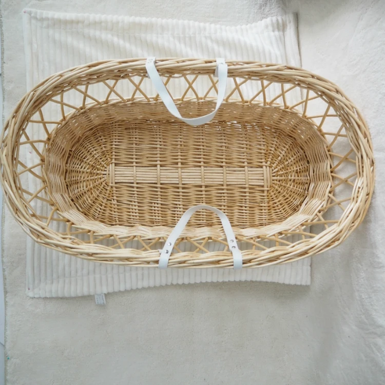 Wholesale Manufacturer New Born Baby Natural Color Wicker Moses Basket
