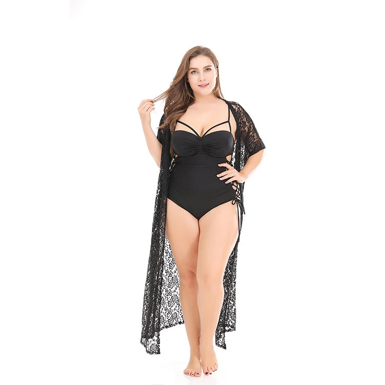 Wholesale black lace sexy long kaftan beach wear women plus size beach dress