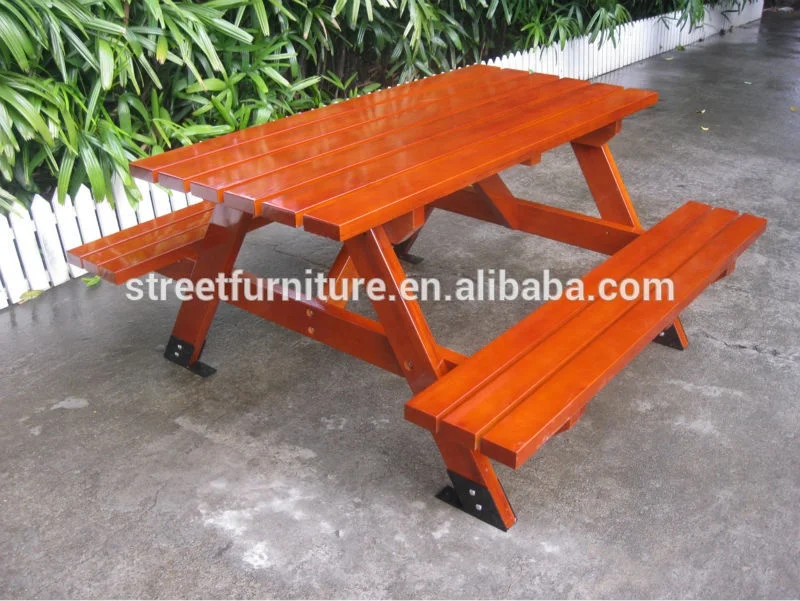 Factory sale 1500mm length wooden 2 seat bench with table,wooden bench table set