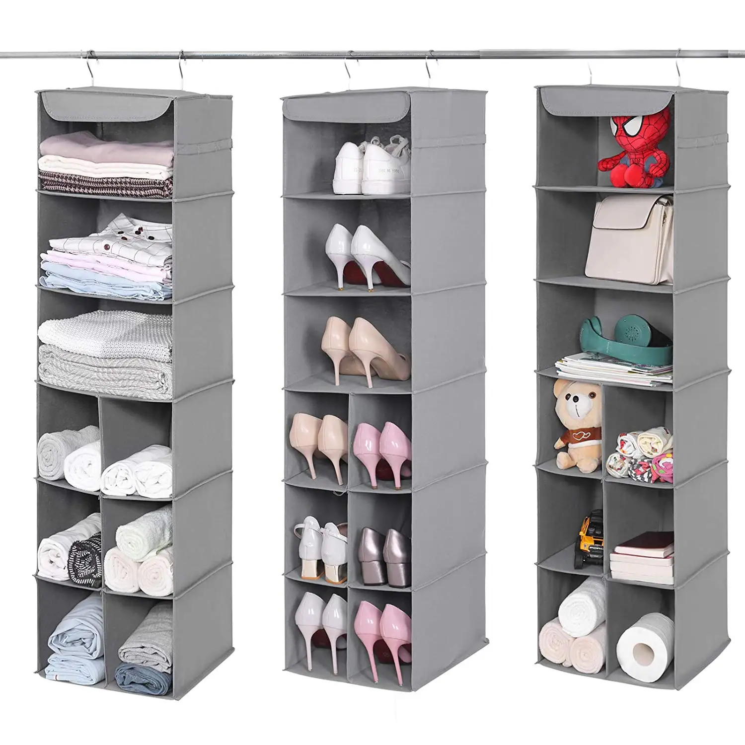 Home Organizer Fabric Material Polyester 6 shelf hanging cloest organizer with 9 compartments
