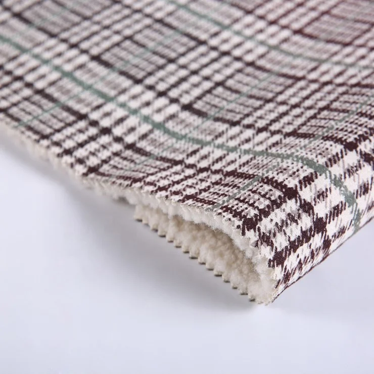 Excellent quality bonded sherpa fleece print interlock thick micro suede fabric