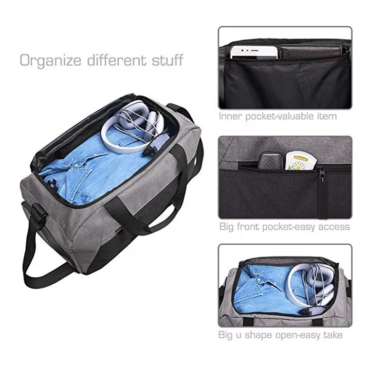 
33L Men Gym Sports Duffel Bag With Waterproof Shoe Pouch 