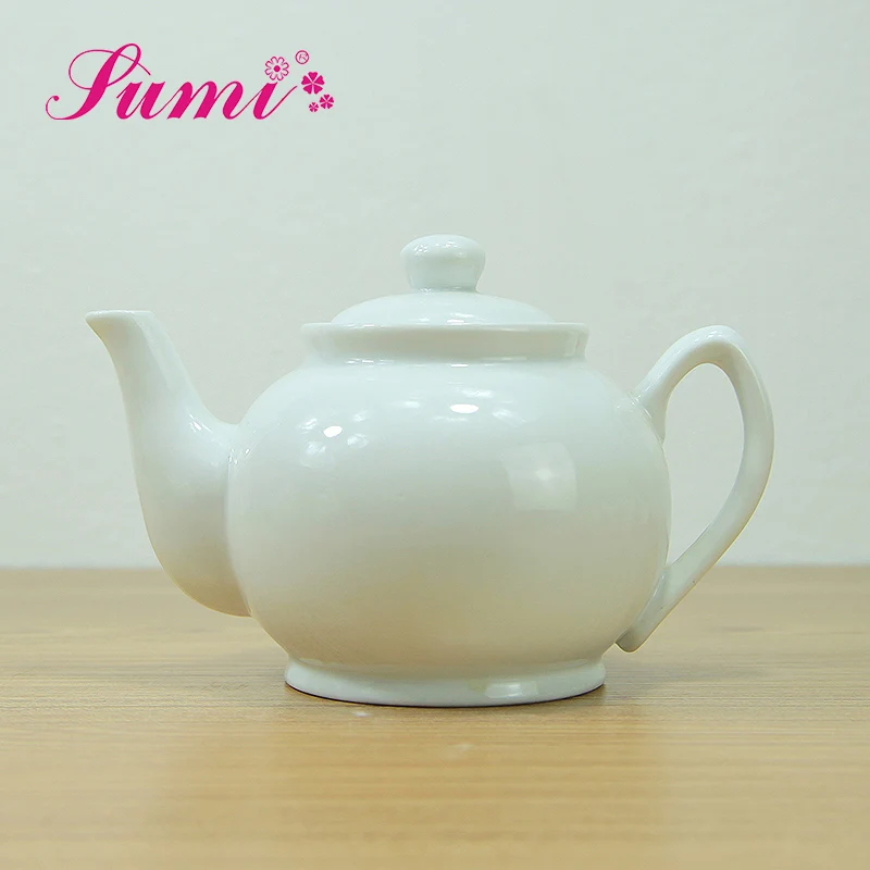 MOQ 200 China supply wholesale hotel restaurant white teapot bulk cheap ceramic teapot