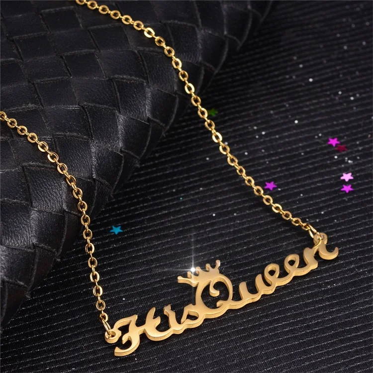 Custom Name Necklace Stainless Steel DY Best Selling Her King His Queen Couple Gold Trendy Charm Necklaces Women Letter Necklace