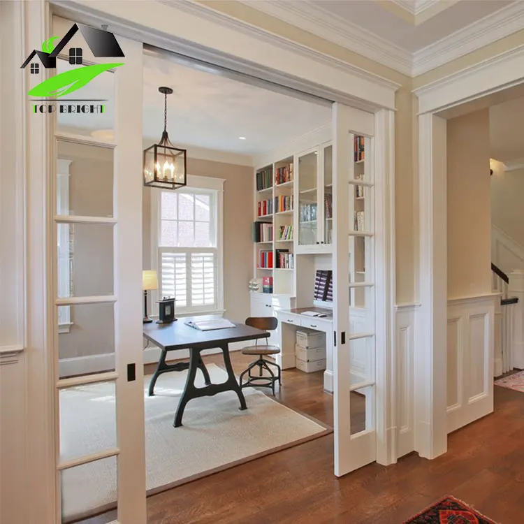 
2 Tracks Sound Insulation Aluminum Slide Glass Doors Exterior French Door for Study Room 