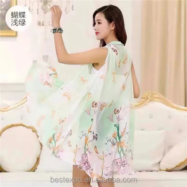 wholesale summer chiffon butterfly pattern tops women oversized beach clothing boutique silk blouses