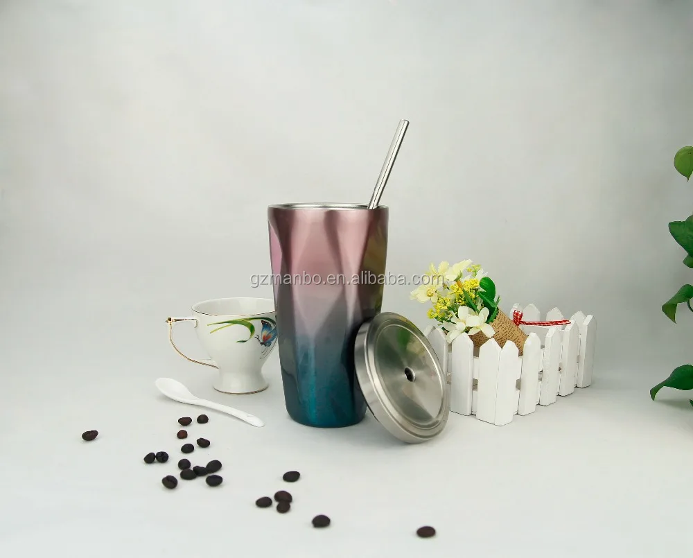 Factory Wholesale Stainless Steel Tumbler with Straw Hot and Cold Drinking Mug 16 oz