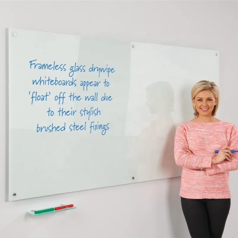 
Transparent glass whiteboard for 900x1200mm with pen tray 