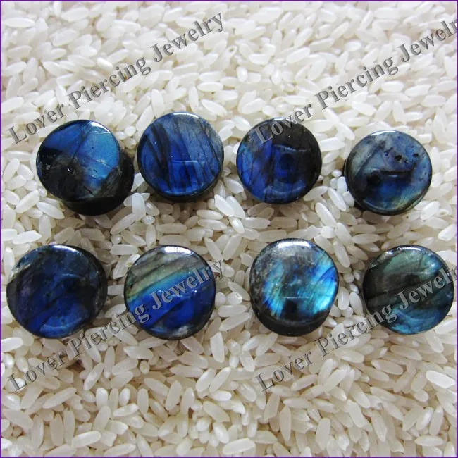 [SE-S259A] Labradorite Natural Stone Magnetic Ear Plugs Tunnel