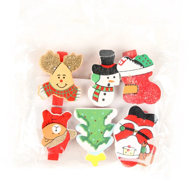 FQ brand high quality decorative custom card wooden paper christmas clip