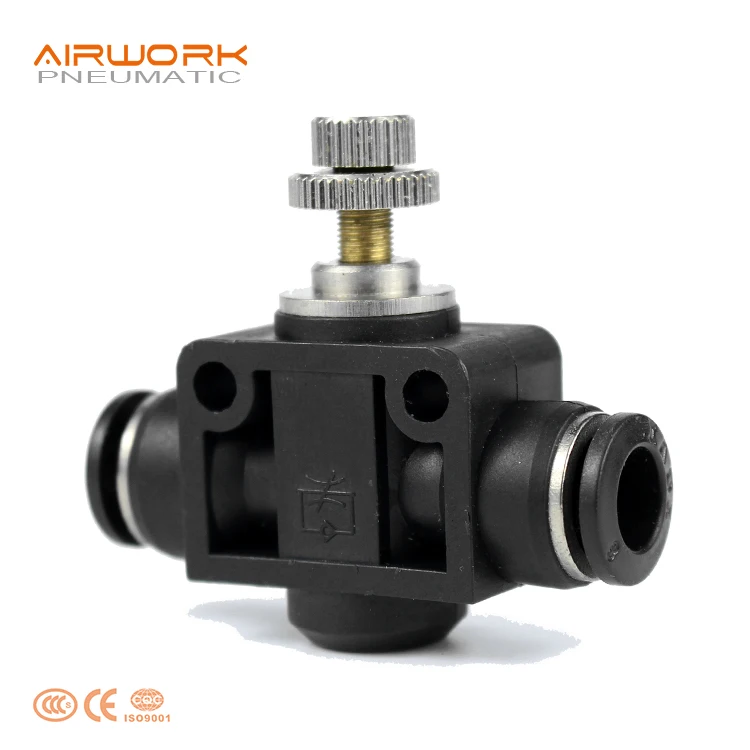 PA Pneumatic Plastic Air Speed Controllers Push In Fittings One Way Pipeline Throttle Valve