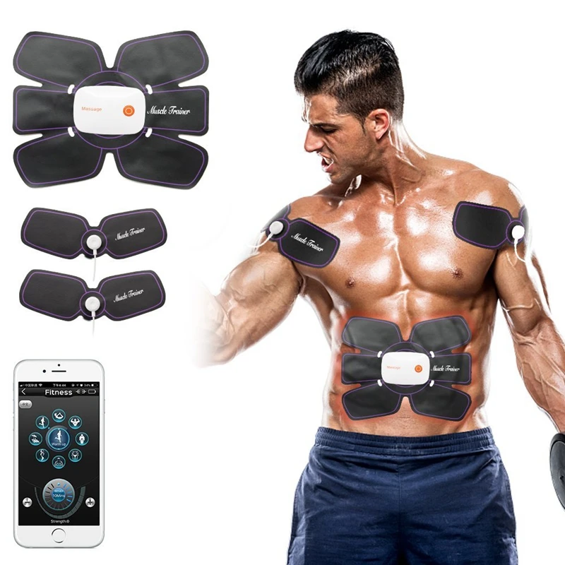 Rechargeable ABS Stimulator Abdominal Muscle Trainer EMS Ab Toning Belt Fitness Equipment by APP Remote Control