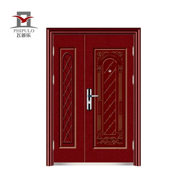 Phipulo One And Half Entrance Security Steel Door Exterior Waterproof Anti-Theft Metal Main Gate