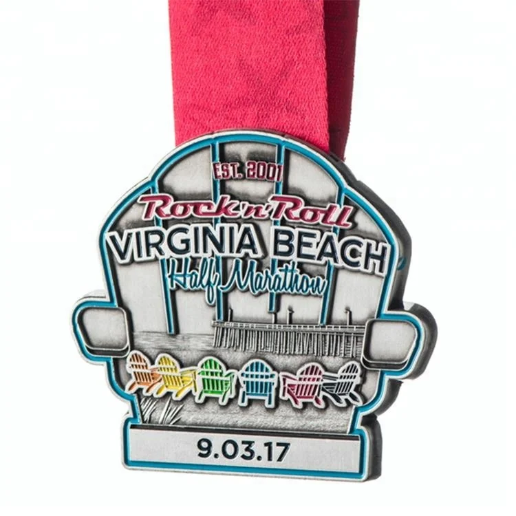 Bespoke Antique Silver Finish Medal with Ribbon