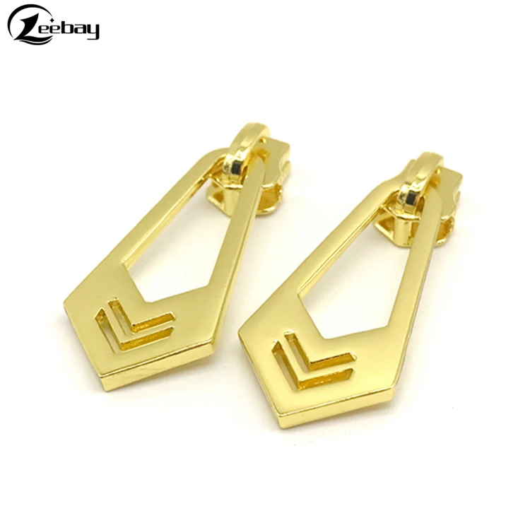 Metal hardware brand logo wallet zipper puller custom clothing zip slider puller