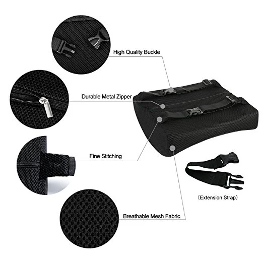 OEKO-TEX Car Seat Office Chair Lumbar Waist Rest Relieve Pain Pressure 3D Mesh Cover Memory Foam Back Support Cushion