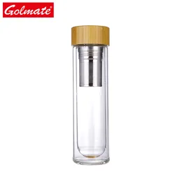 1000ML/32 OZ glass water bottle with silicone sleeve bamboo lid time marker