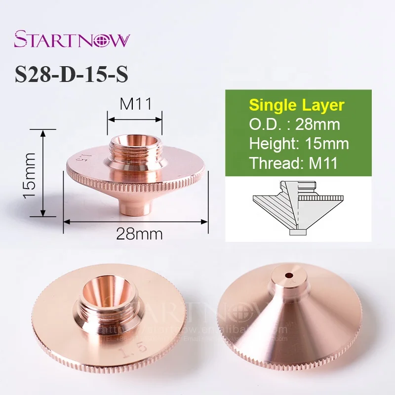 Dia.28 H15 M11 Gauge 1.5-3.0mm Single Layer WSX New Model Laser Nozzle for WSX Fiber Optical Laser Heads