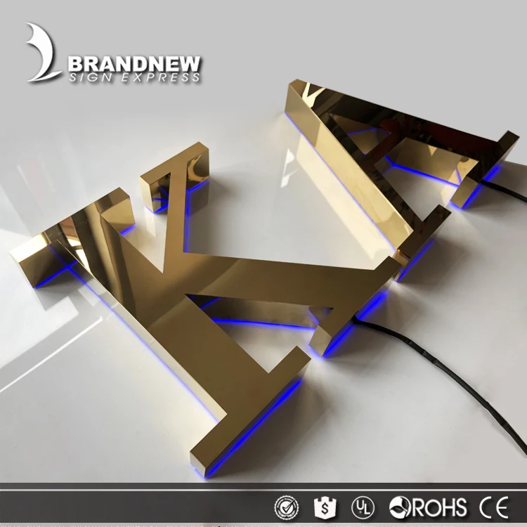  3D нержавеющая сталь стена Английский канал буквы металлический знак Алфавит золотые