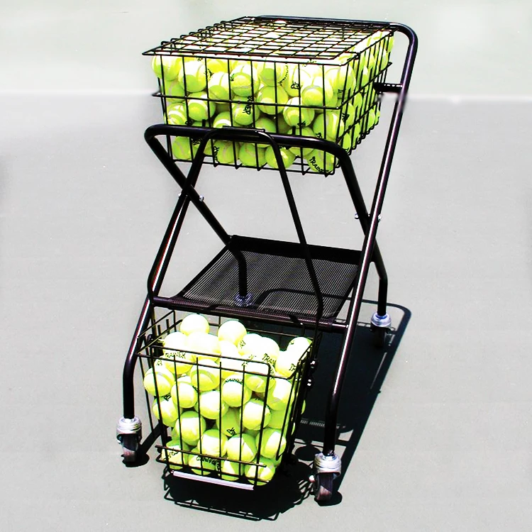 Wholesale steel folding utility cart,tennis folding shopping cart with double basket