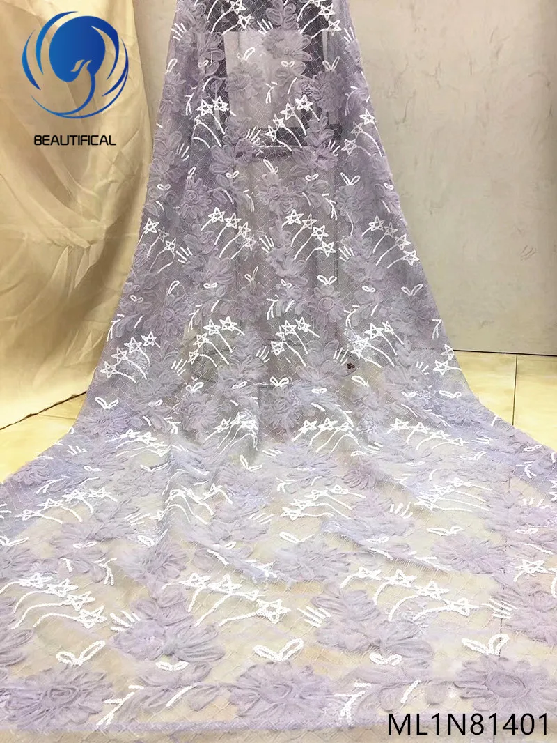Beautifical new arrival lace fabric onion tulle sequin fabric girls party dresses ML1N814