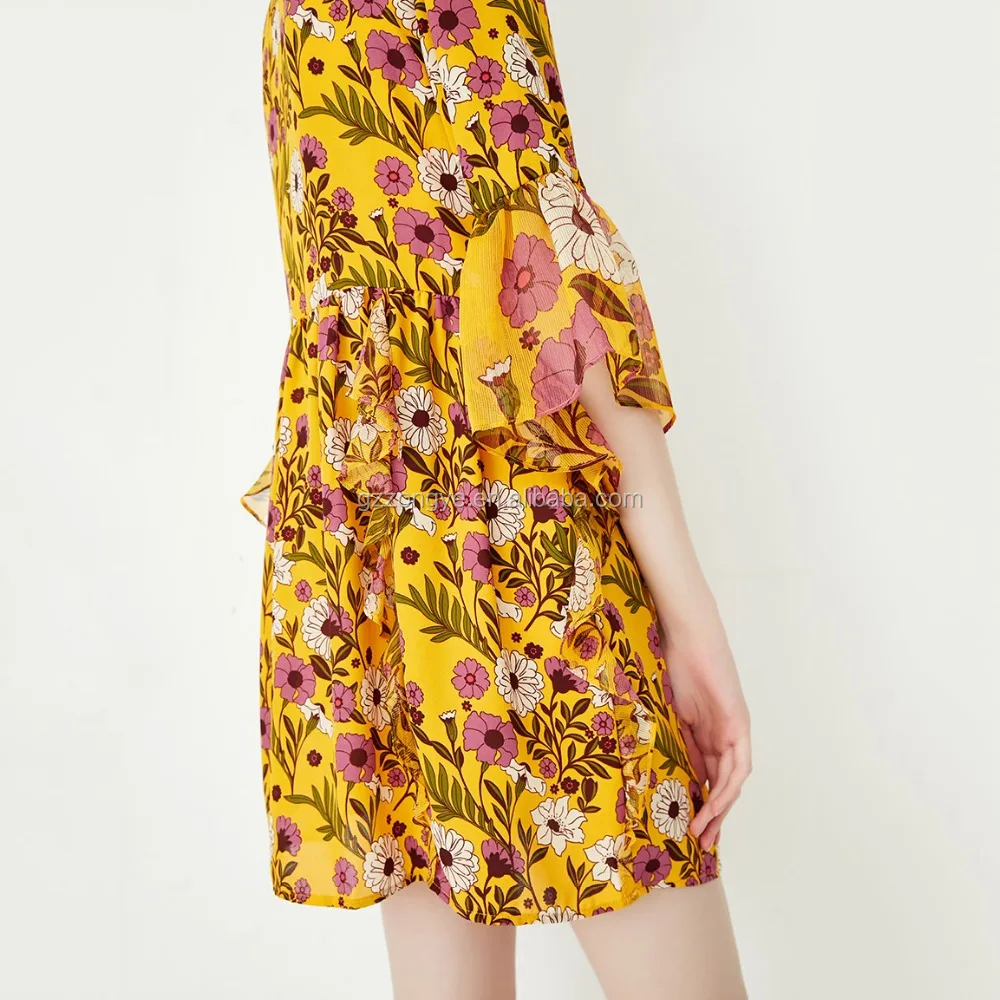 women clothing 2018 summer irregular design chiffon long sleeve dress