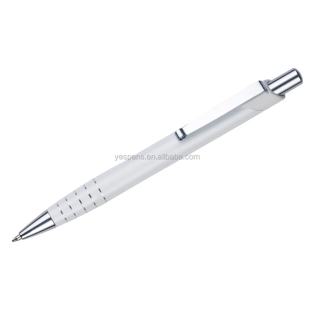 High quality white ballpoint pen ink blue promotional ball pen metal stainless steel pens