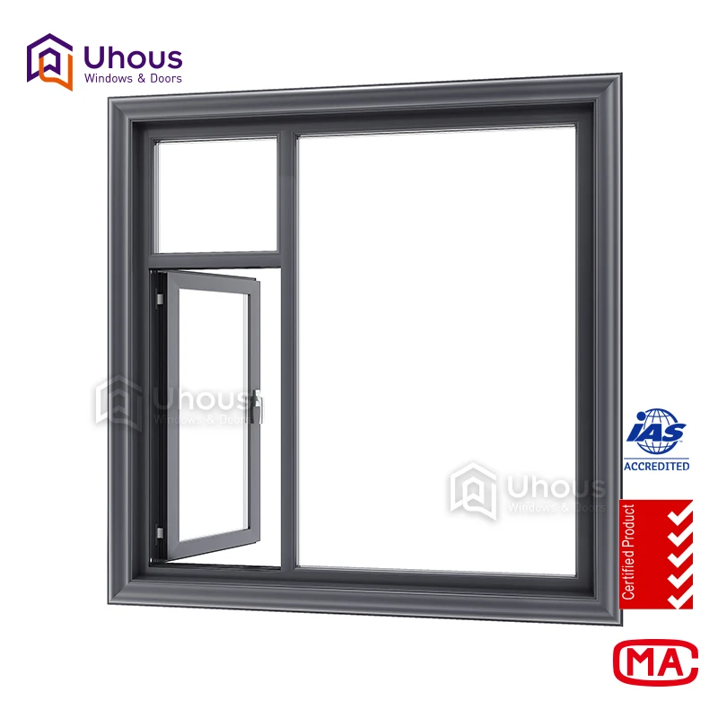 Customized Large Aluminium Glass Windows Magnetic Screen Swing Open Style Horizontal Opening Pattern Windproof for Bedroom