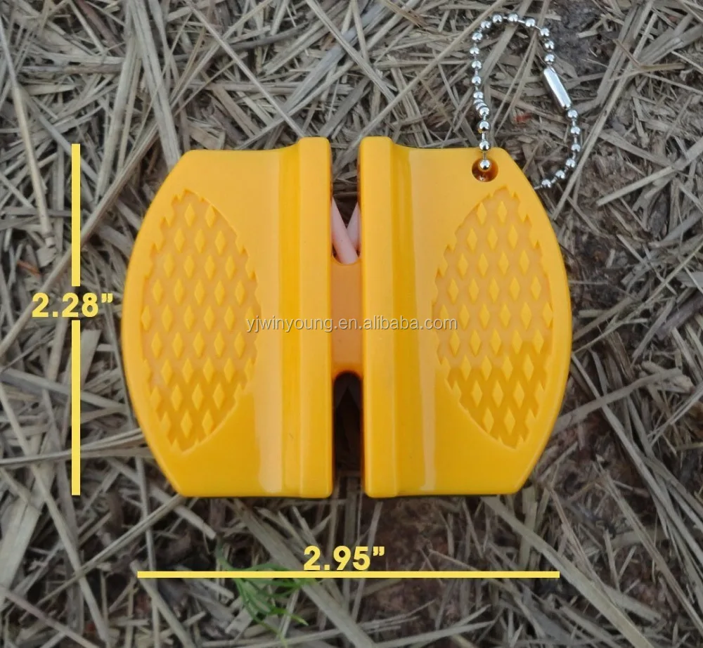 
2-step Carbide and Ceramic Yellow Mini Knife Sharpener Kitchen Usage 
