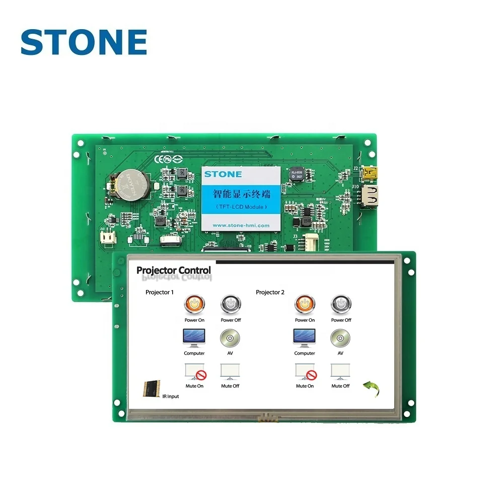 
7 Inch TFT Controlled By Any MCU 1000 Nits LCD Programmable Capacitive Touch Screen 