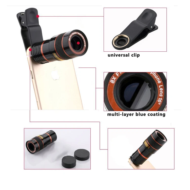 LIGINN Professional Universal Clip 8X Zoom Telephoto mobile phone camera telescope Lens for All Android smartphone