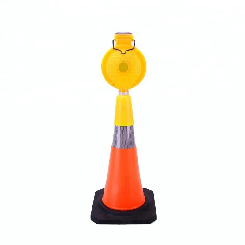 Red color waterproof solar traffic cone lamp