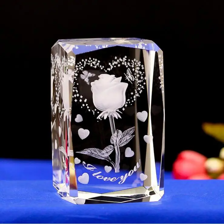 Best Selling 3d laser etched glass cube 3d crystal cubes Engraved Crystal Cube For Valentines Business Gifts