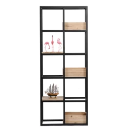 Wooden and metal bookshelf industrial cube shelf for living room furniture