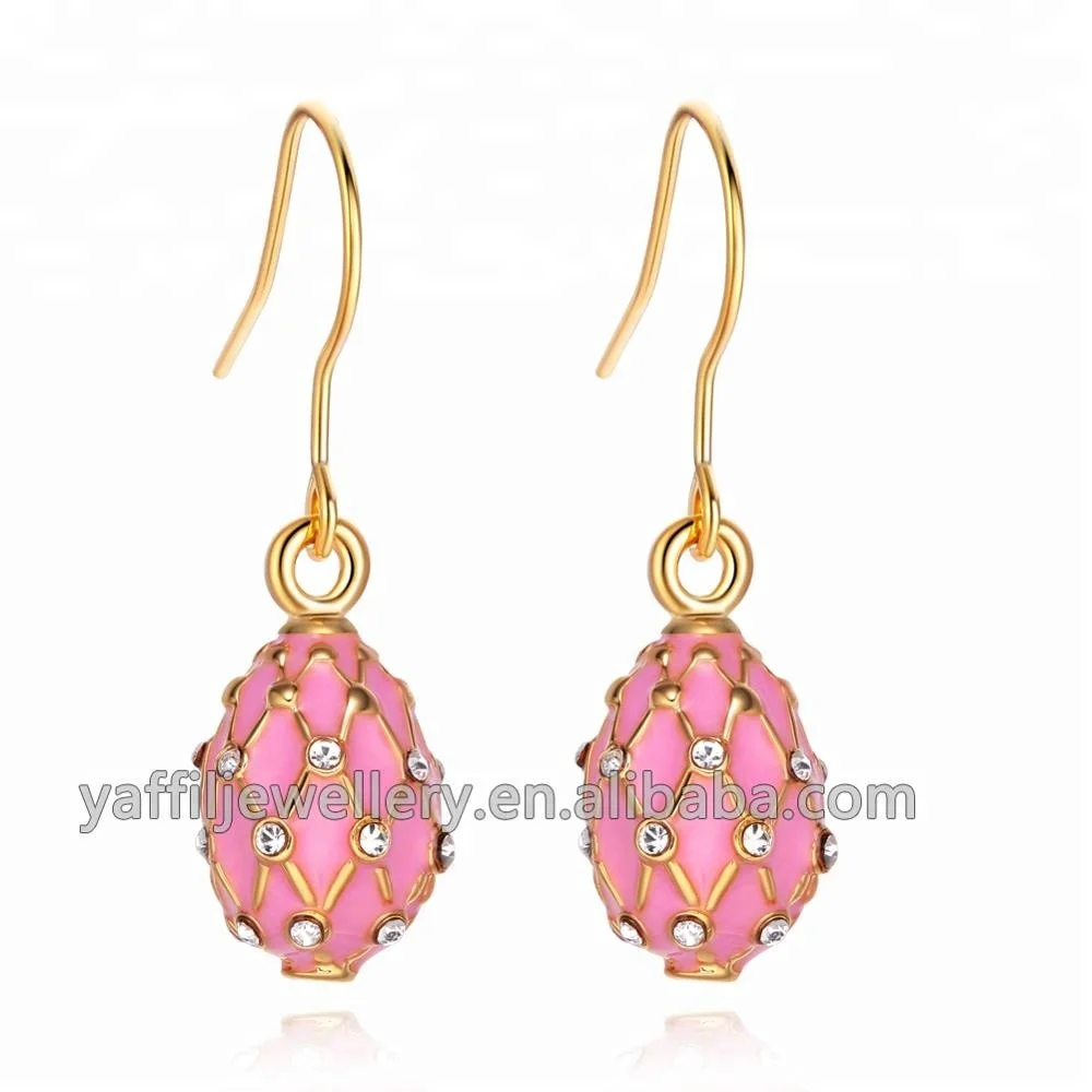 Enamel Egg Pendant Earring,Easter Egg Charm Earrings,faberge egg dangling earring with 925 sterling silver hooks