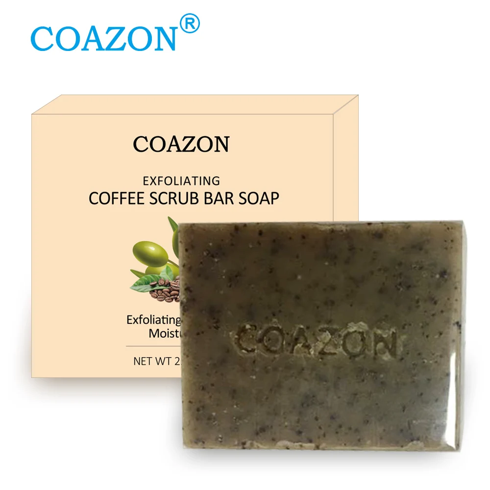 Private label Natural Exfoliating Coffee body Scrub bar Soap  Daily Exfoliating Face and Body Cleanser 75g OEM