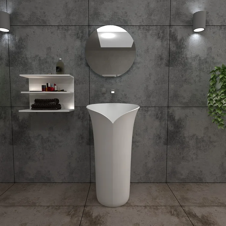 SM-8513 Pedestal Stone Sink, Bathroom Freestanding Basins