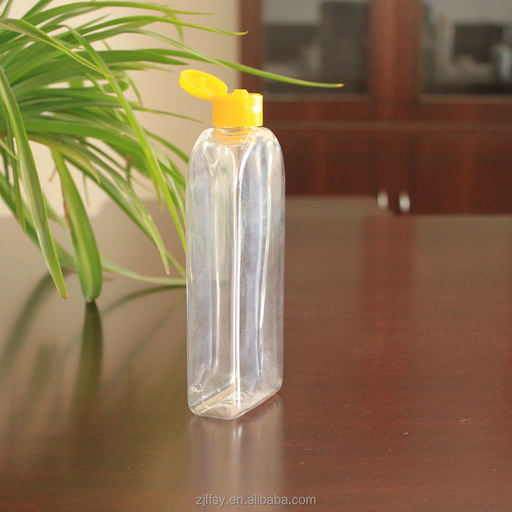 New product flat shape transparent shampoo plastic bottle
