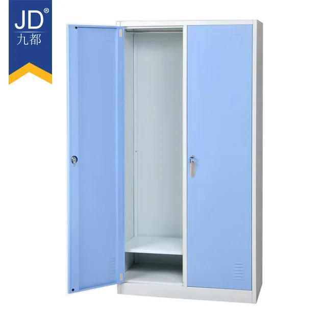 Steel Locker Modern Bedroom Furniture for Gym 2 Door Metal Wardrobe Clothes Cabinet Godrej Almirah Metal Clothes Amoires