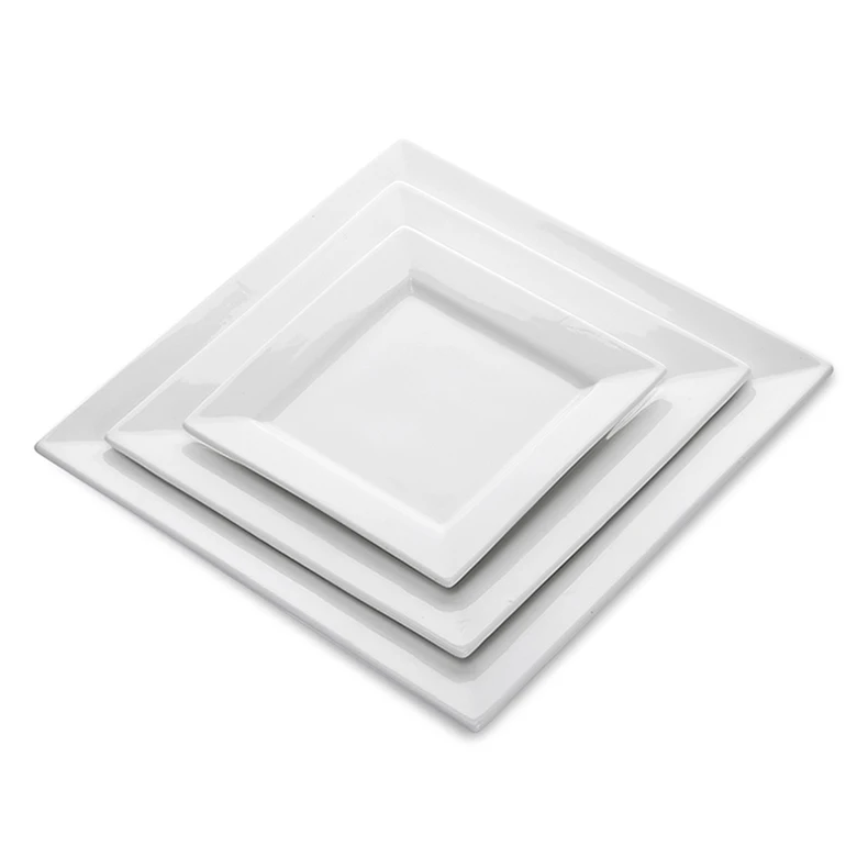 Restaurant Ceramic Plates Dishes, Restaurant Crockery Square Plate, White Square Dishes