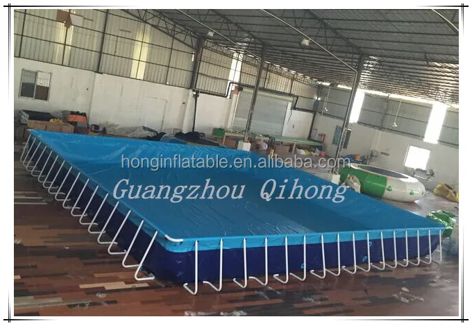 PVC rectangular inflatable metal frame pool, steel swimming pool for water pool slides