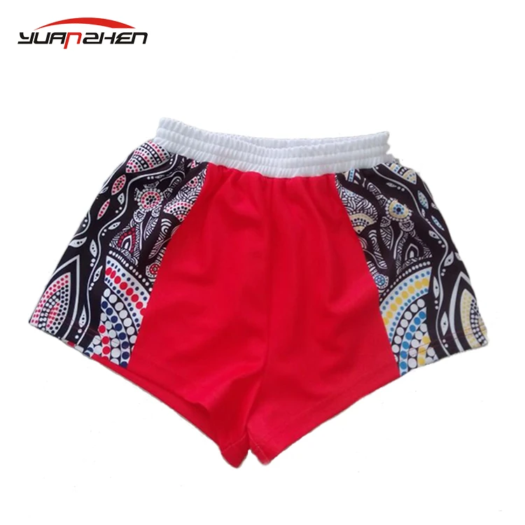 China wholesale no moq sublimation printing custom polyester strong thick interlock 230gsm rugby shorts for training