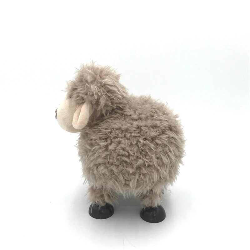 China wholesale custom art craft home decoration pieces brown fur lamb ornaments lovely mini plush sheep decor ideas