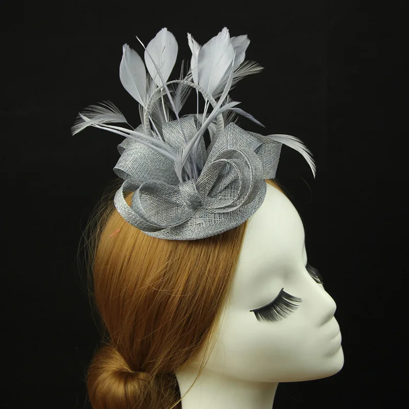 Custom dancing party Multi colored feather hair accessories Fashion Feather and Sinamay Fascinator Hats for Ladies