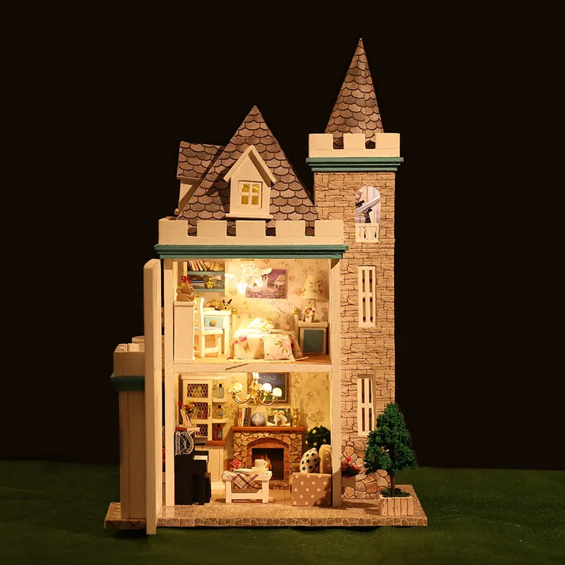 1 24 scale DIY miniature white castle miniature doll house wooden kits mini castle