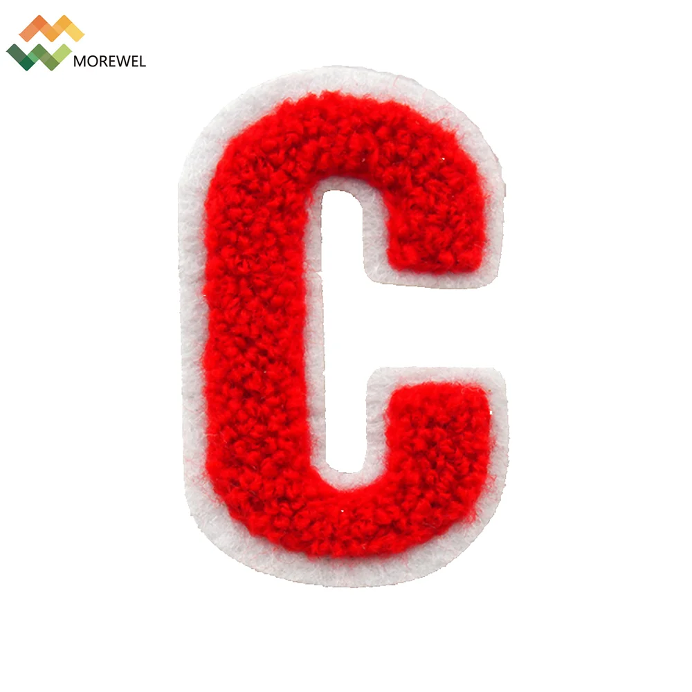 Wholesale 3D chenille patch towel embroidered patches letters applique for sweater