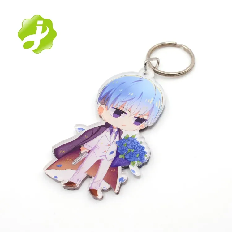 Promotion custom laser cut anime acrylic keychain with double sided printing