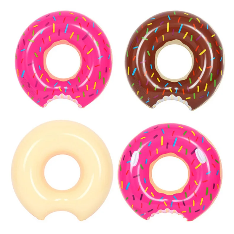 Inflatable eco-friendly pvc donut swim ring with heavy duty handle