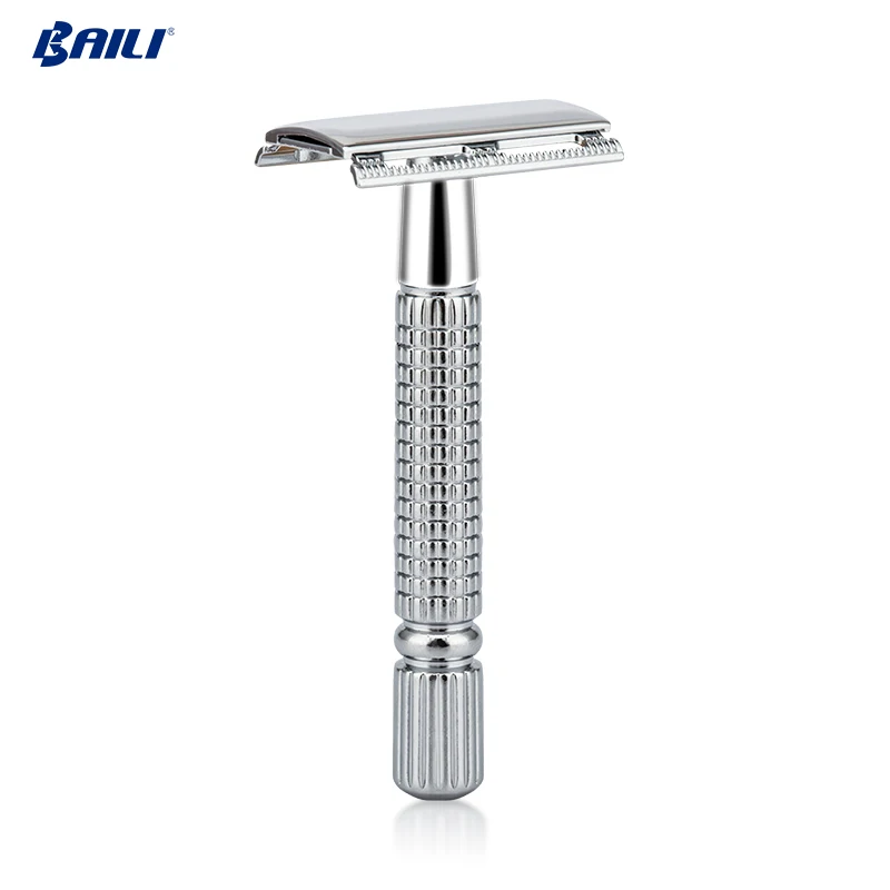 Shaving Machine Baili Shaver for Men Double Edge Safety Razor Metal Alloy,chrome Plated 3 pieces Screw to Open Customized Logo
