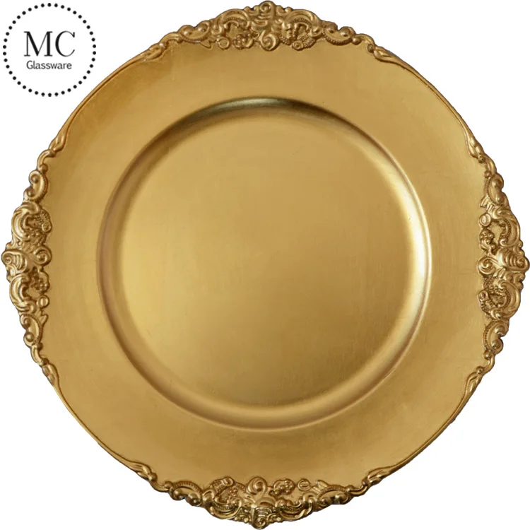 Disposable golden plastic charger plates wholesale